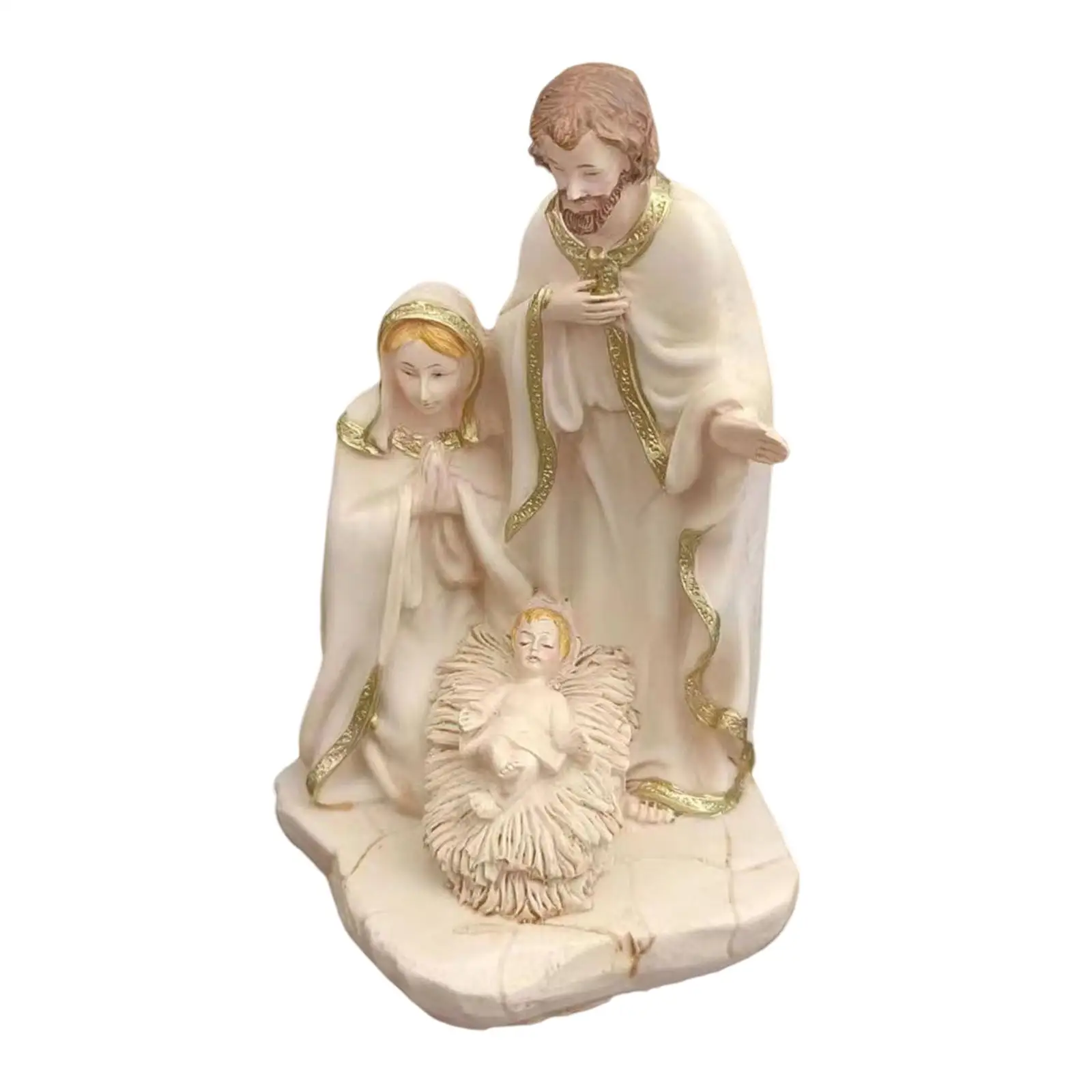 Nativity Scene Figurine Set Hand Painted 6.30inch Sculpture Resin Holy Family