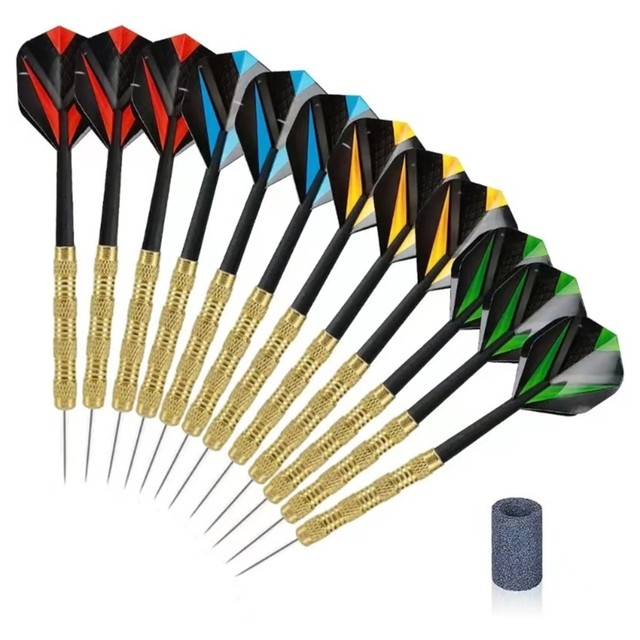 Jeu De Fléchettes En Acier 24g - 9 Pièces Colorées Avec Tiges Aluminium - Pour Bar Ou Salon - 7