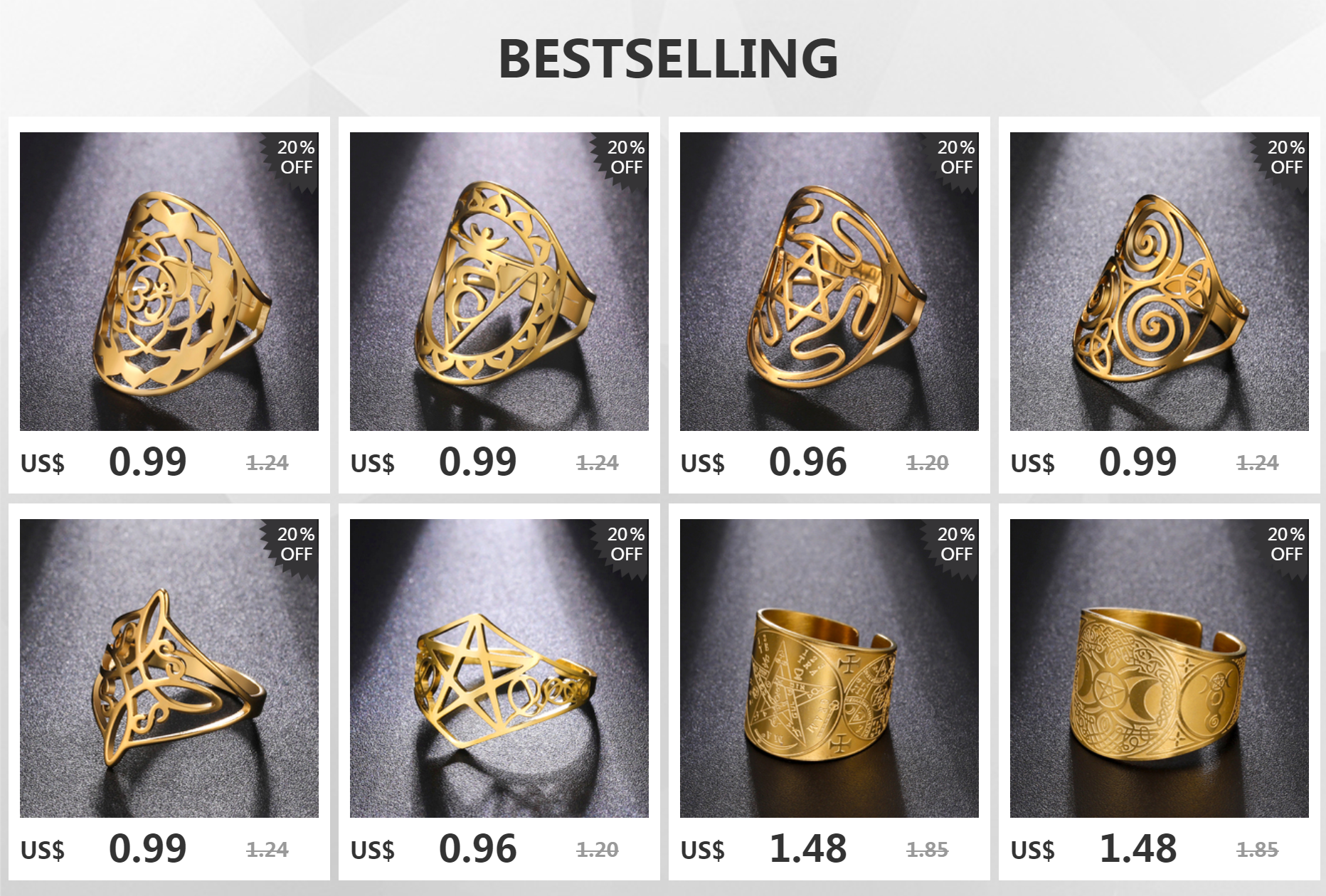 Dawapara Pentagramm Einstellbare Ring für Männer Frauen Triquetra Kreuz Stern OM Symbol Religiöse Geschenk Edelstahl Schmuck – Detail 1