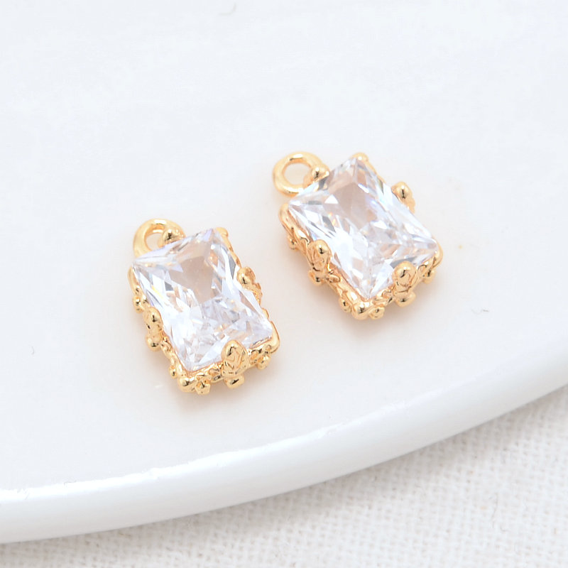 6*11MM 14K Gold Farbe Messing und Zirkon Rechteck Charms Anhänger Für Halskette Schmuck Machen Liefert Diy erkenntnisse Zubehör – Detail 3