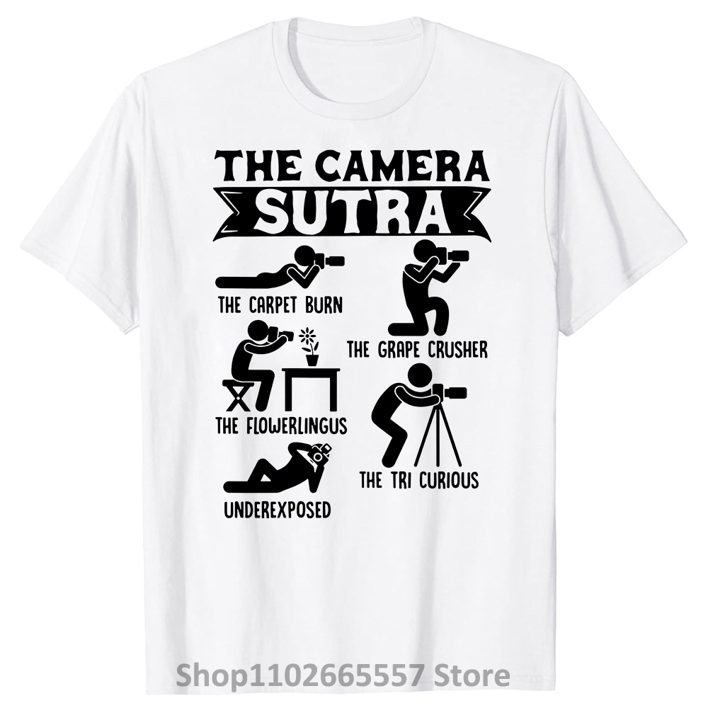 Kamera Sutra Lustige Fotograf Pose Fotografie T Shirts Grafik Baumwolle Streetwear Kurzarm T-shirt Herren Kleidung – Detail 3