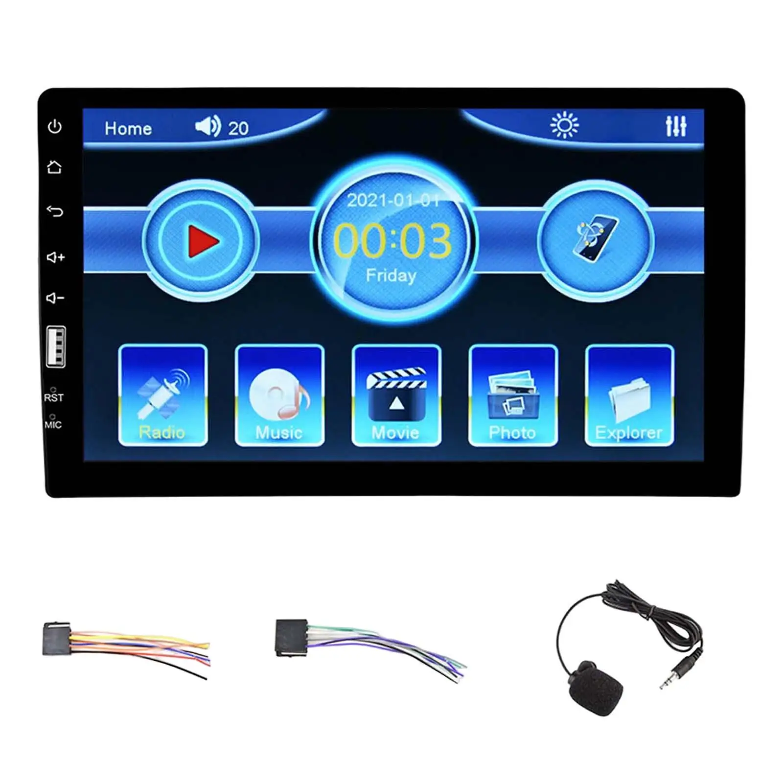Multimedia Player Hands Free Calling Multicolor Background Lights Car Stereo Radio for Automobile