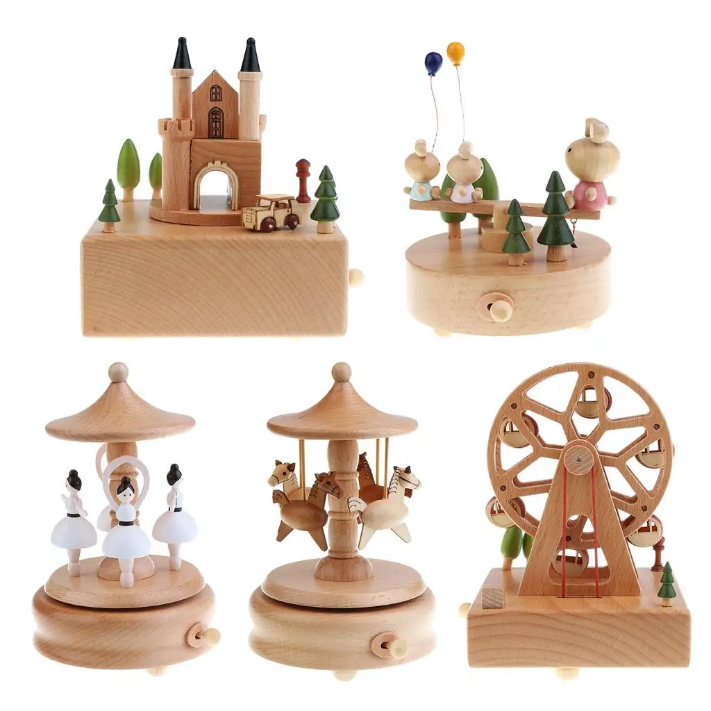 Wood Musical Box Customized Gift for Friends Lover Children - Plays ``Castle In The Sky`` Song