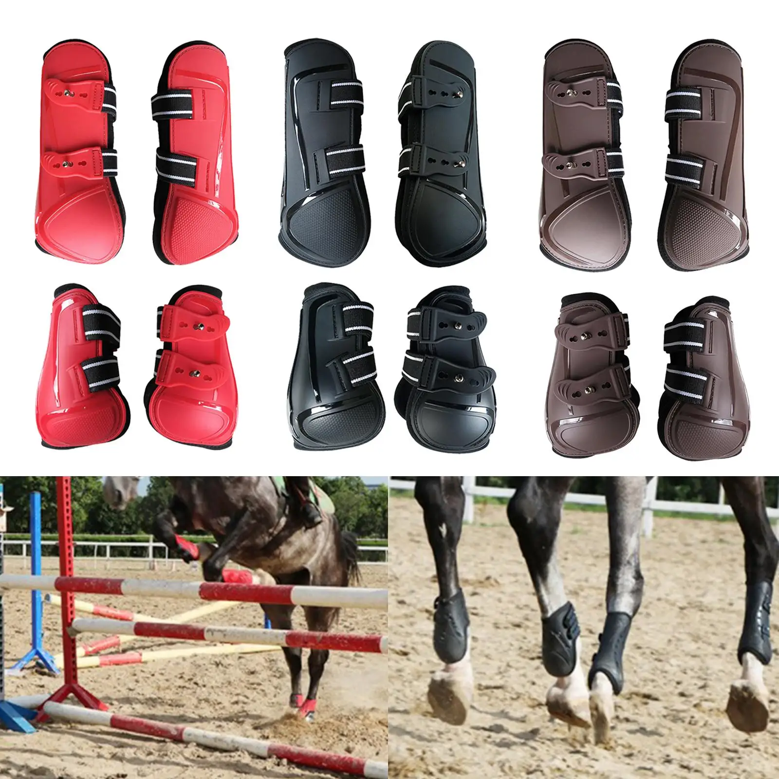 4 Pieces Front Hind Legs Jumping Tendon Horses Boots, Secure Leg Protection,