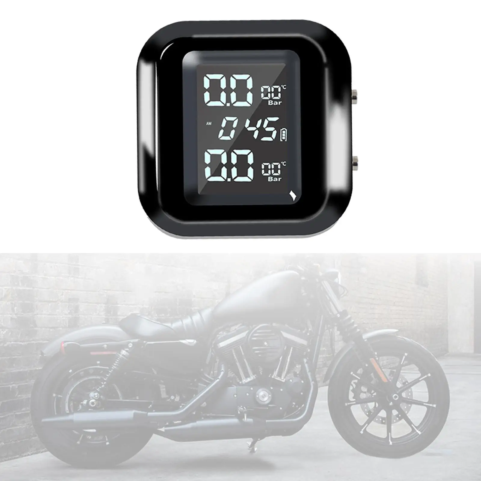 Motorcycle TPMS Tire Pressure Monitoring System Tyre Temperature Real Time 2 External Sensors Dust-Proof 0.1Bar Accurancy