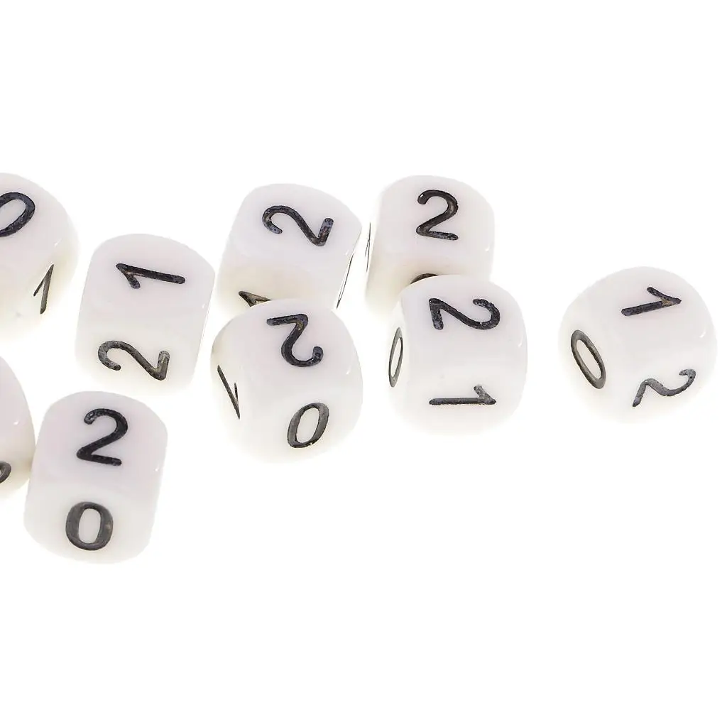 10pcs Dice Numbers 0 1 2 Dial D6 16mm for Mathematics Games