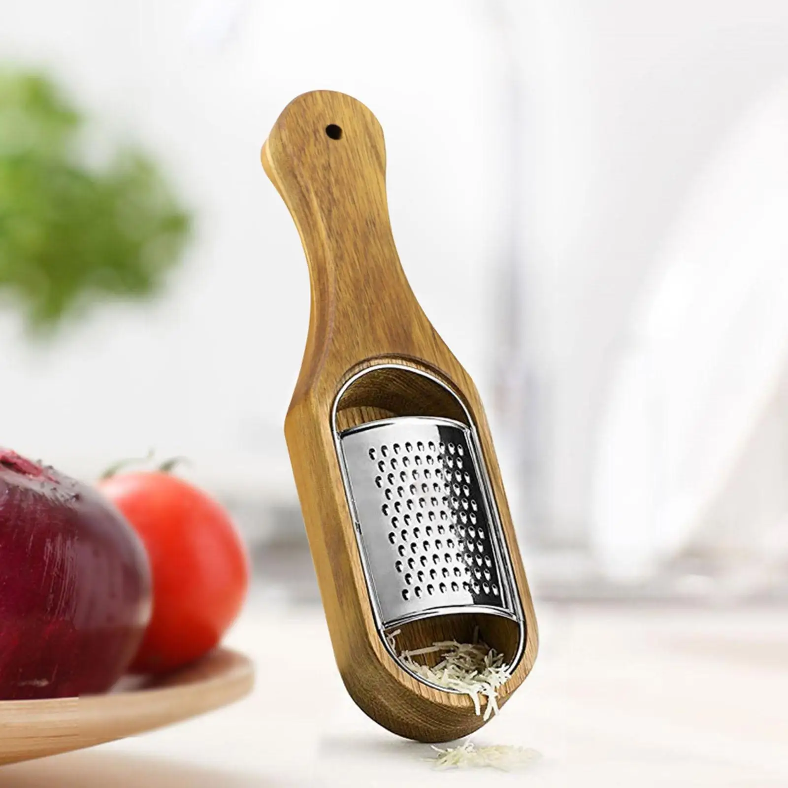 Stainless Steel Kitchen Grater with Wood Handle Vegetable Chopper Cheese Tools