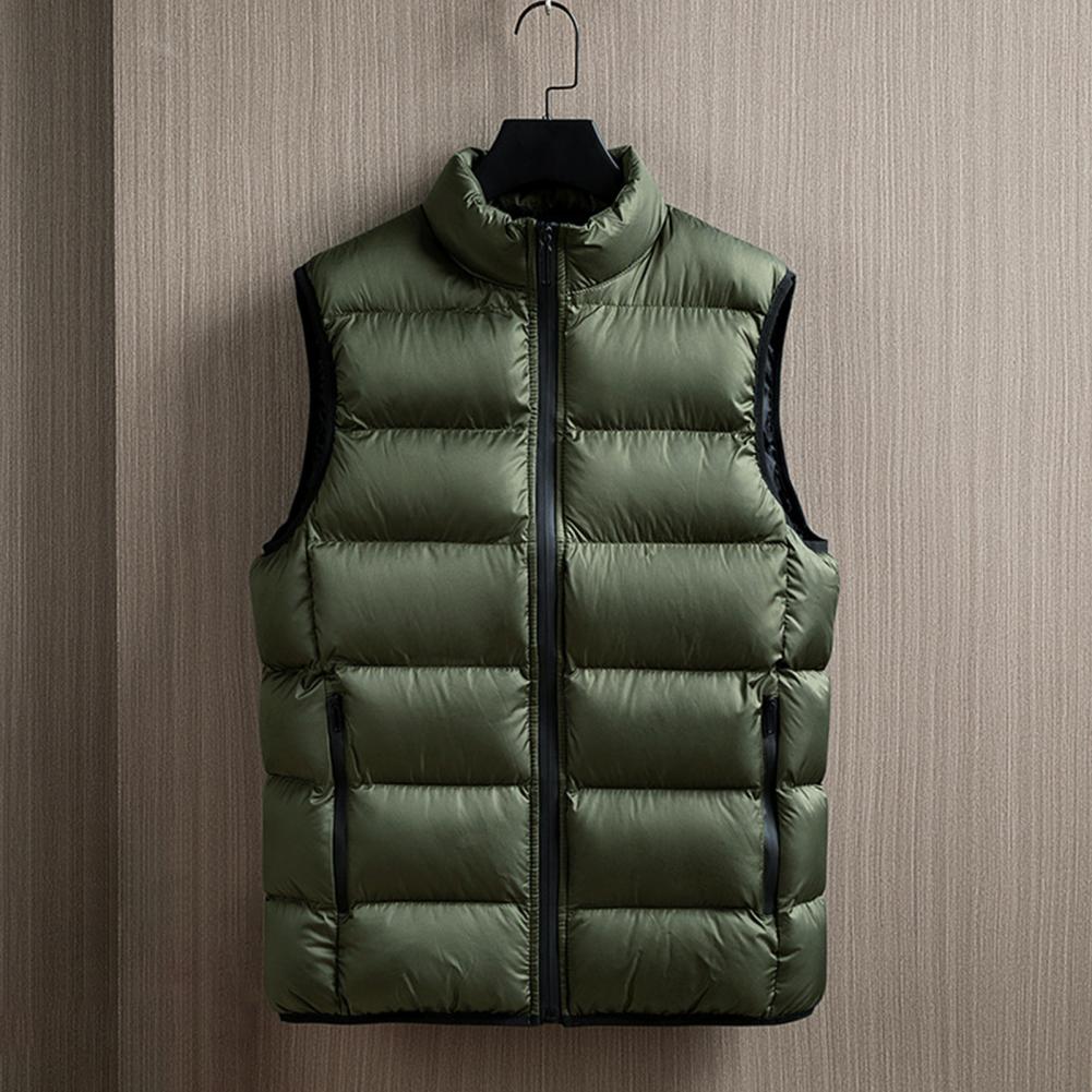 Description Picture 6 of itemMen Winter Vest Thickened Padded Men's Winter Vest Warm Cold Resistant Plus Size Stand Collar Coat with Zipper Closure Men