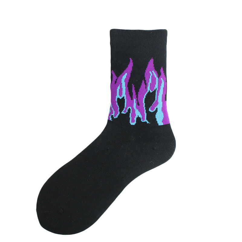 1 Paar Damenmode Hip Hop Hit Color On Fire Crew Socken Red Flame Blaze Power Torch Hot Warmth Street Skateboard Socken – Detail 13