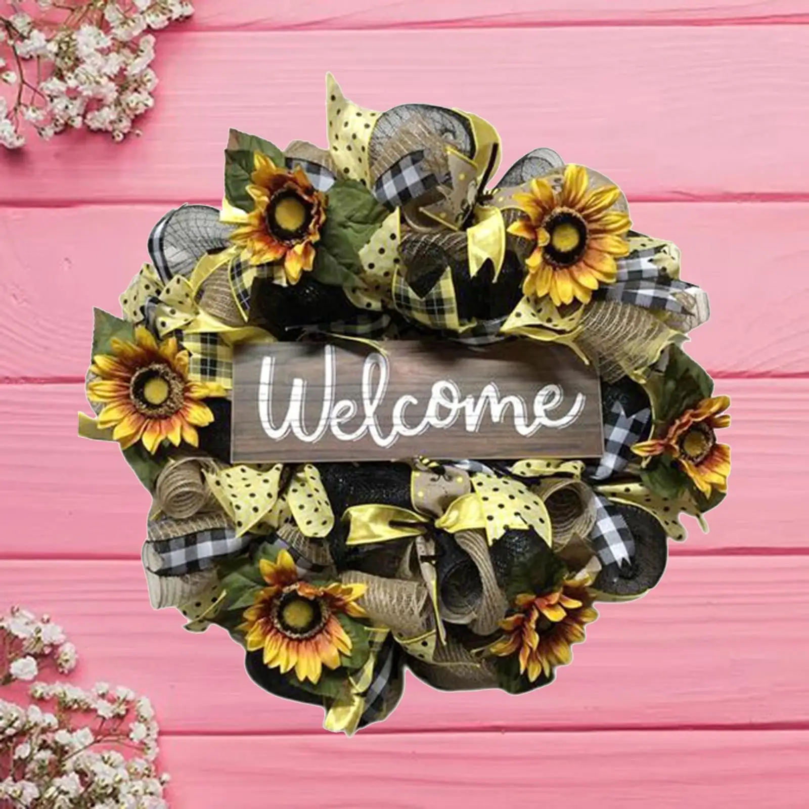 Yellow Wreath 18 Inches Decorative Wreath for Wall Home Farmhouse