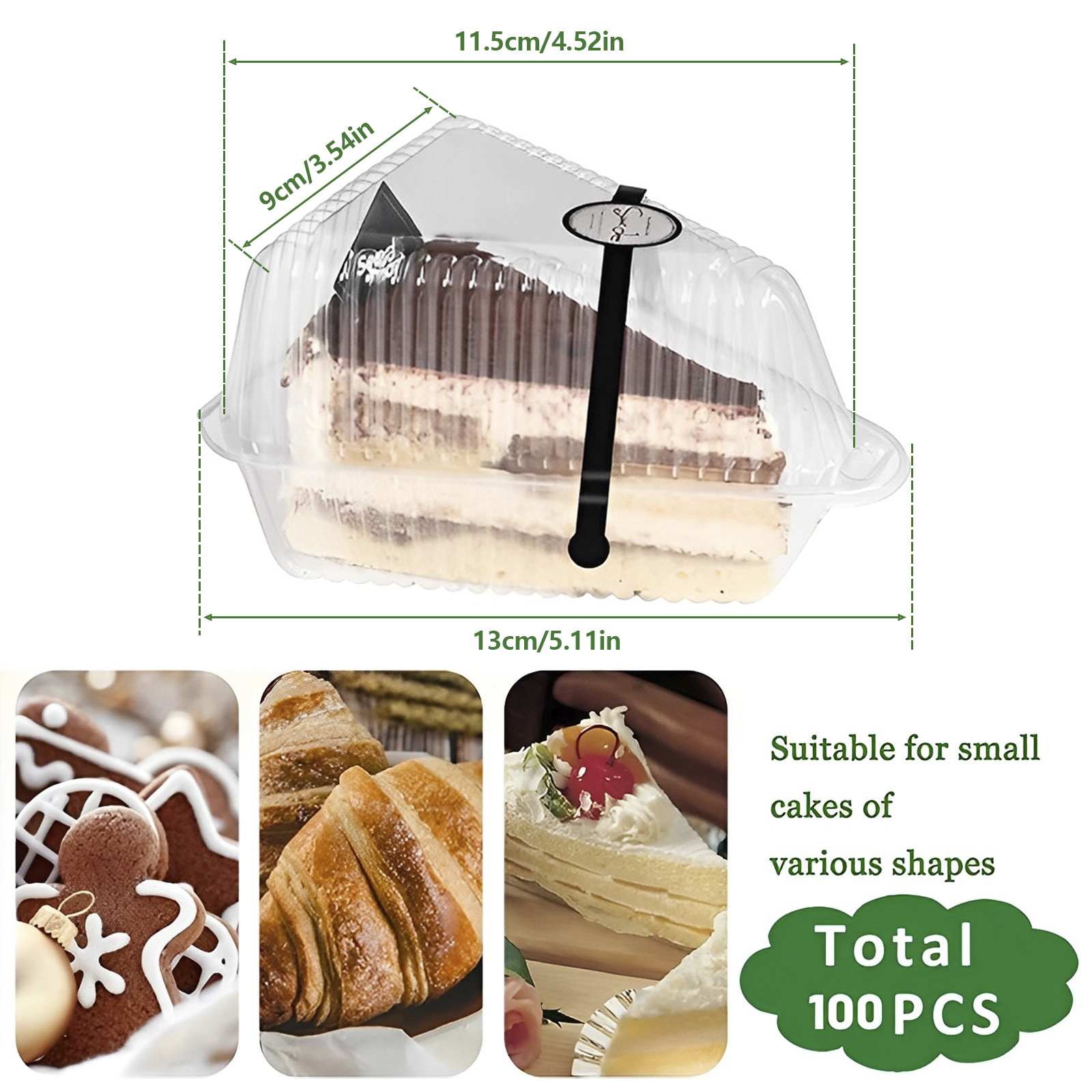 100Pcs Platz Käsekuchen Boxen Scheibe Kuchen Box Dreieck Pie Halter Kuchen Boxen Cupcake Scheibe Container Für Bäckerei Party Hochzeit – Detail 6
