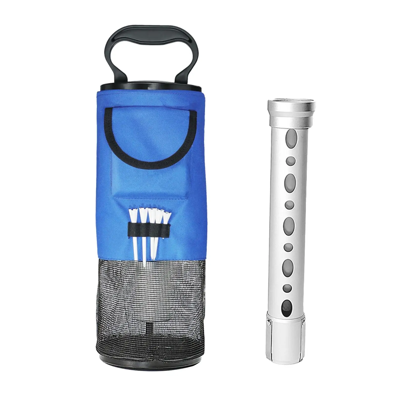 Golf Shag of Bag Retriever Aluminium Tube Convenient with Pocket Device Portable Holds 70 Balls Golf Ball Pick up