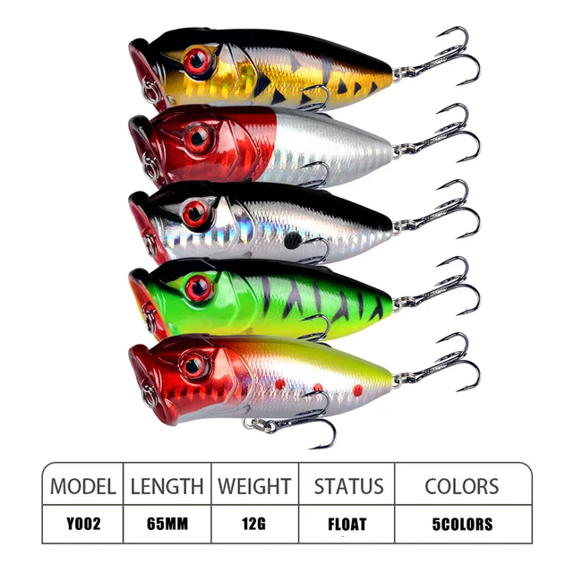 1pcs Floating Wobblers Fishing Lures 6.5cm Popper Lure 12g Fishing Bait  Hard Baits With 2 Treble Hook For Freshwater Fishing - Fishing Lures -  AliExpress