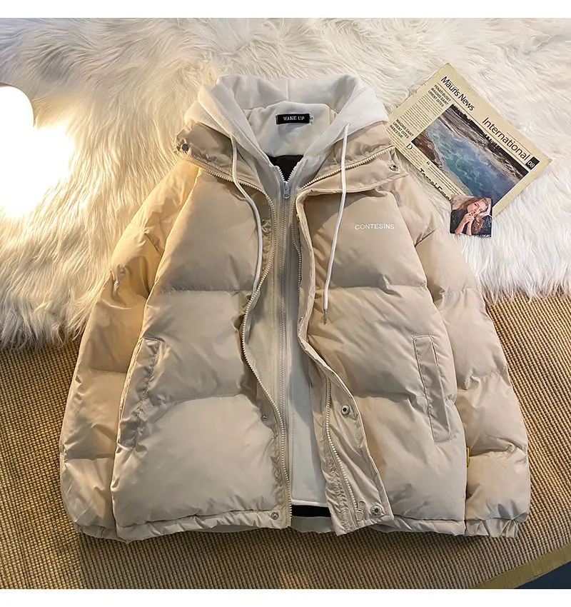 Winter leisure cotton clothes women Y2K multi-functional fake two pocket zipper down jacket thick coat Korean version winter new