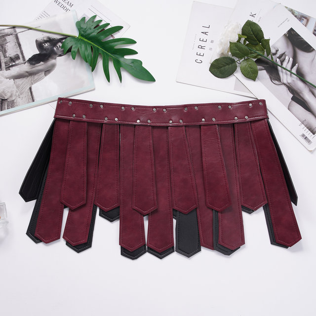 Jupe Cuir Médiévale Homme - Style Romain Avec Pompons - Pour Cosplay, Steampunk, Fête Déguisée - Avec Ceinture