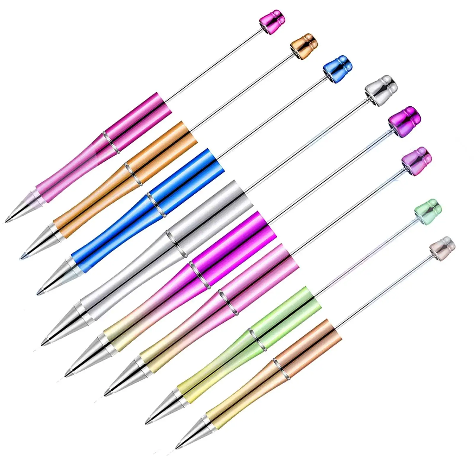 8 Pieces Rollerball Pen DIY Creative 1mm Printable Portable Assorted Colors Bead Pens for Taking Notes Draw Exam Writing Office