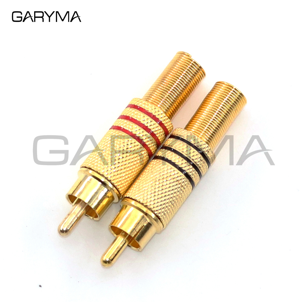 2Pcs Gold Rot Schwarz Metall Frühling RCA Stecker Jack Stecker AV Stecker für PC Audio Vedio Schweißen DIY Teile – Detail 1