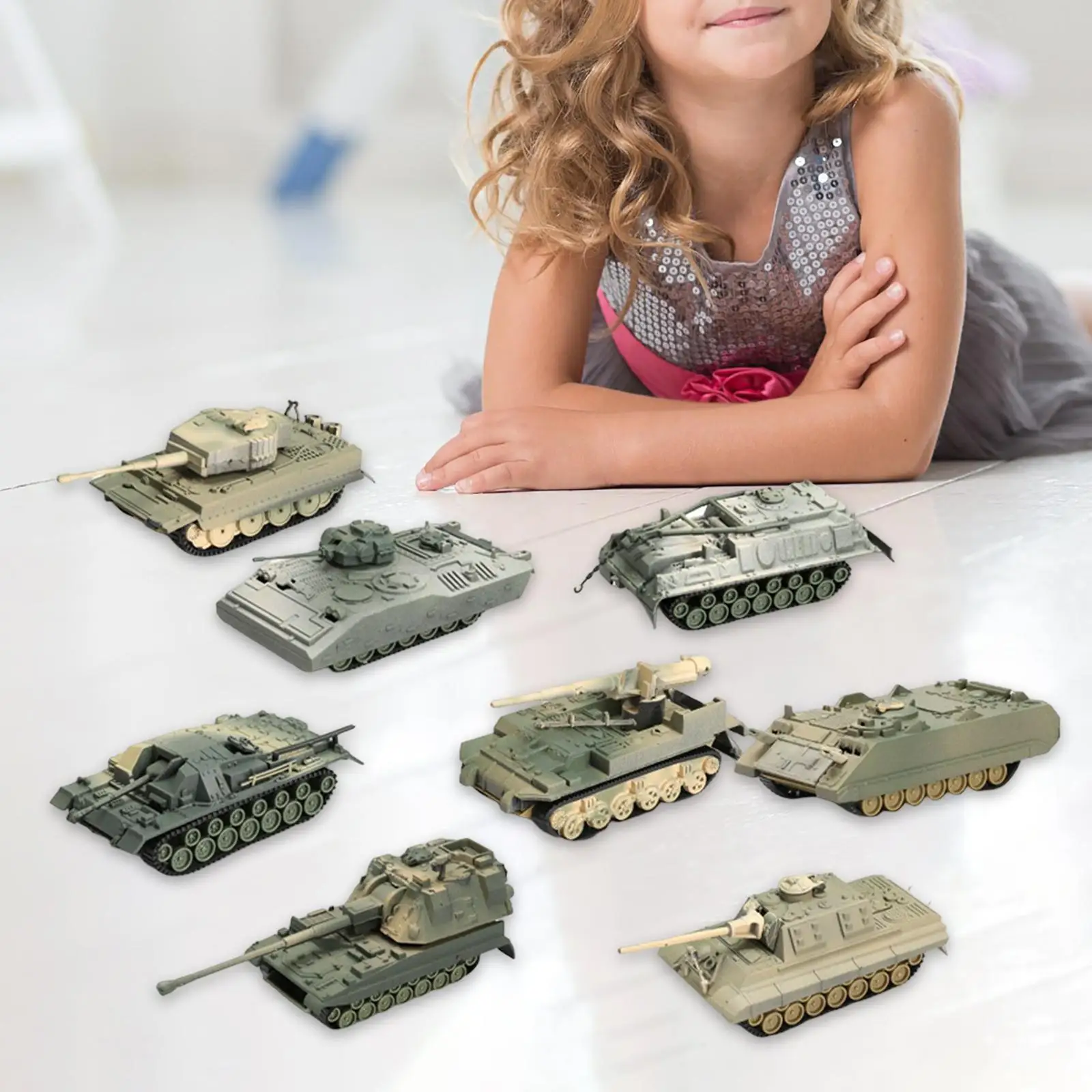 8 Pieces Static Tanks Building Kits Decoration Collectibles for Boys Girls