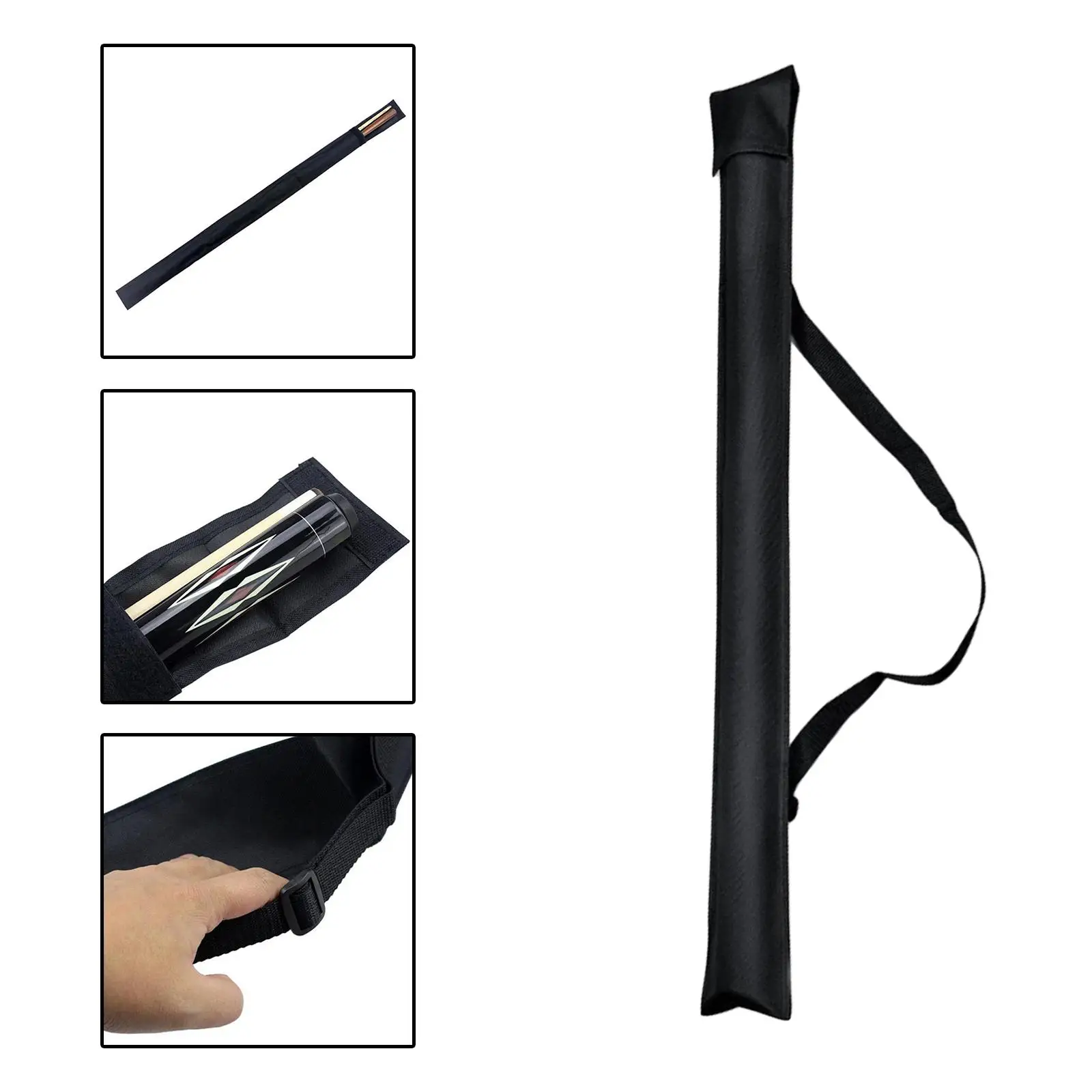 Pool Cue Case with Adjustable Shoulder Strap Carrying Bag Protective Billiard Stick Storage for 1/2 Snooker Billiard Stick Rod