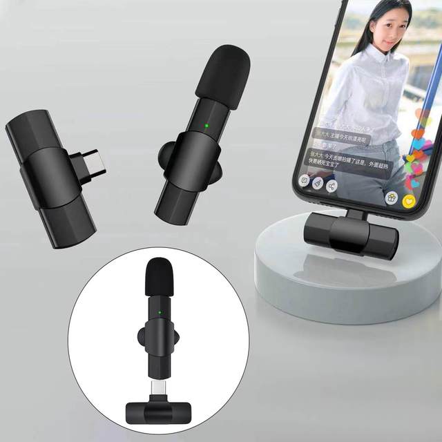 Wireless Lavalier Microphone USB C Clip On PC Sound Pickup Transmitter Lapel Mic for Video