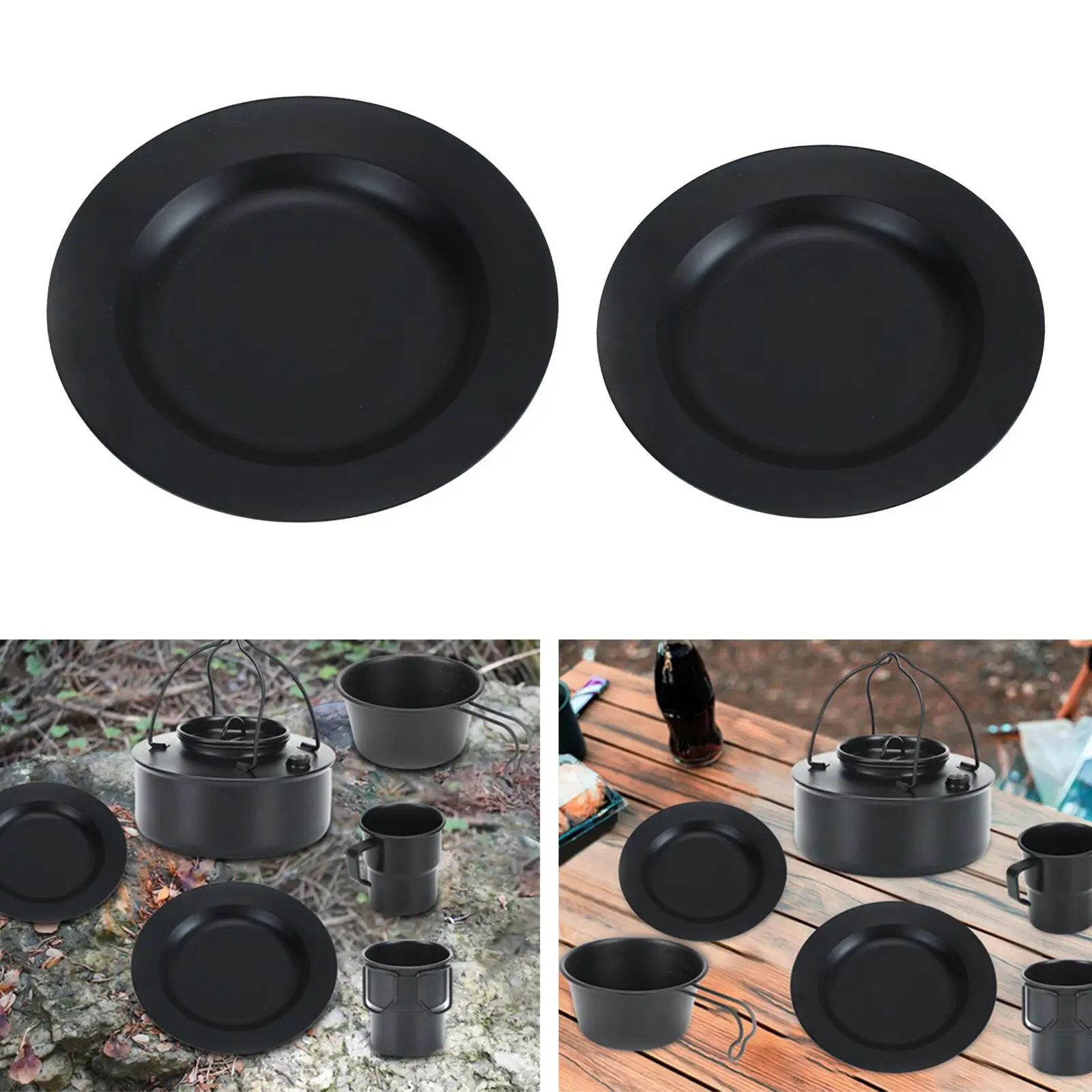 Stainless Steel Camping Tableware Dinnerware Plates for Hiking Indoors