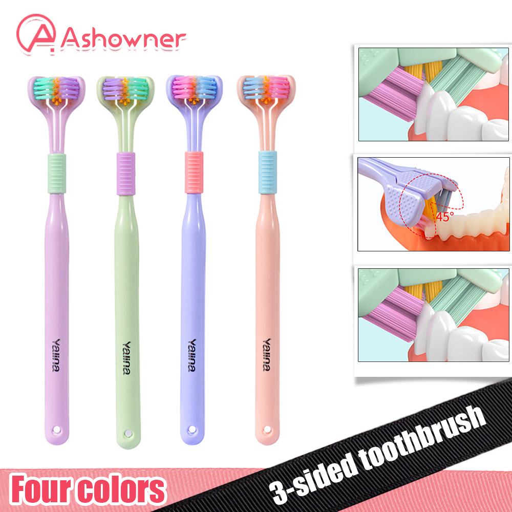 Best of 3D Stereo Three-Sided Toothbrush PBT Ultra Fine Soft Hair Adult Toothbrushes Tongue Scraper Deep Cleaning Oral Care Teeth Brush Reviews & Tips