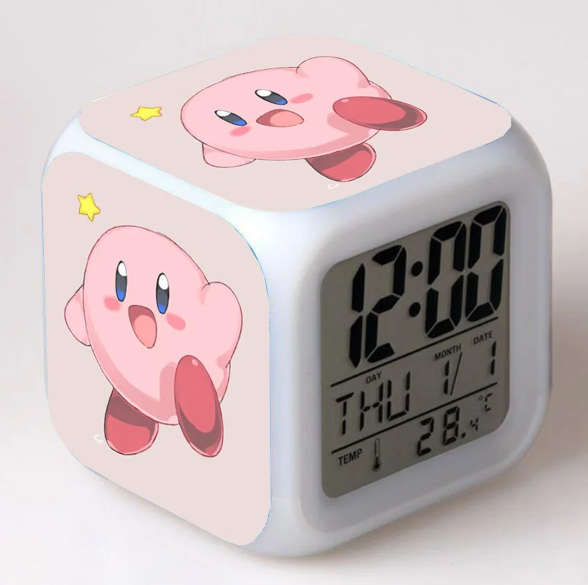 night light lamp Kirby Game LED Anime Light Colorful Digital Alarm Clock Student Children's Bedroom Desktop Lighting Decoration Birthday Gifts night light lamp