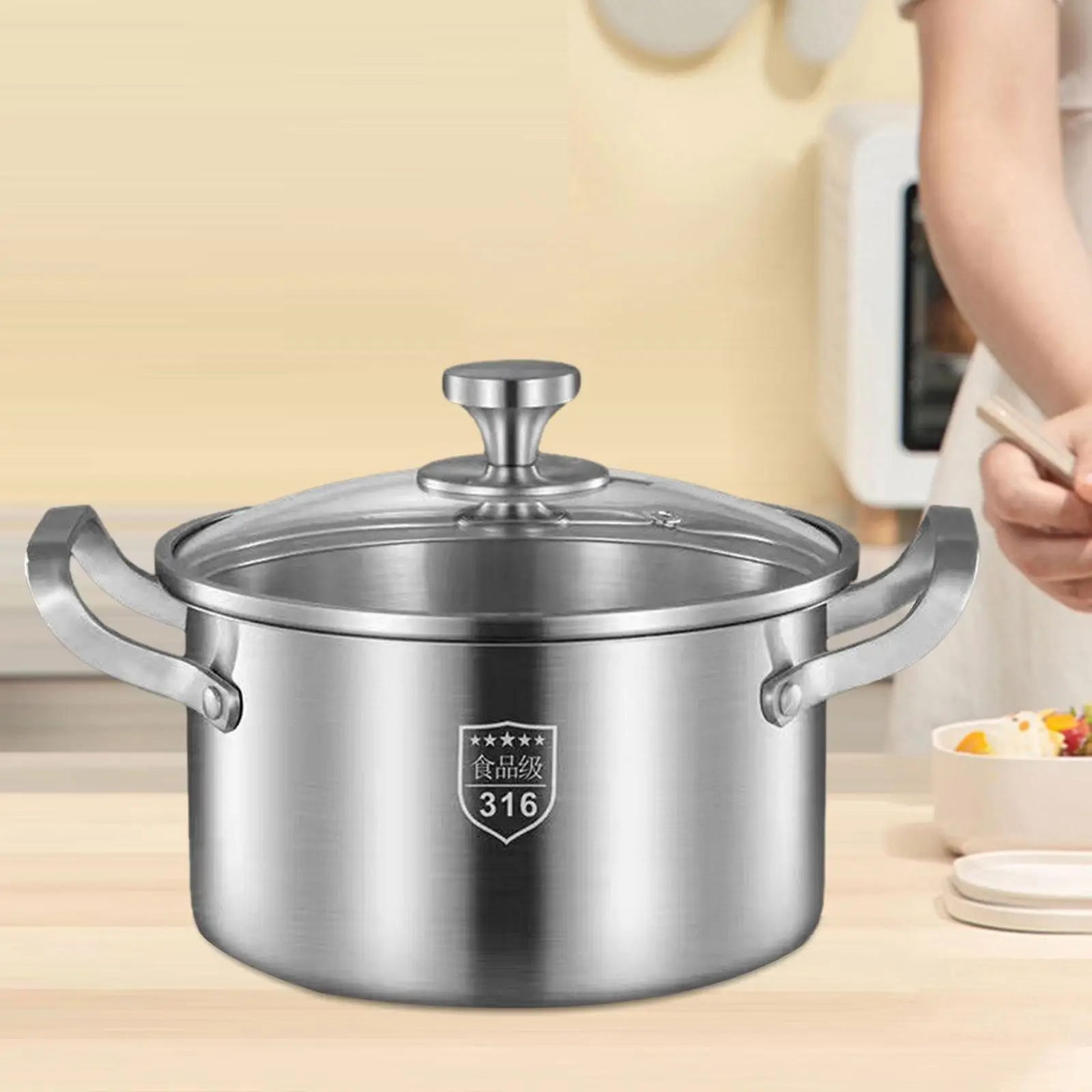 Soup Pot, Stockpot Stainless Steel Cooking Pot, for Home Bar Kitchen Restaurant