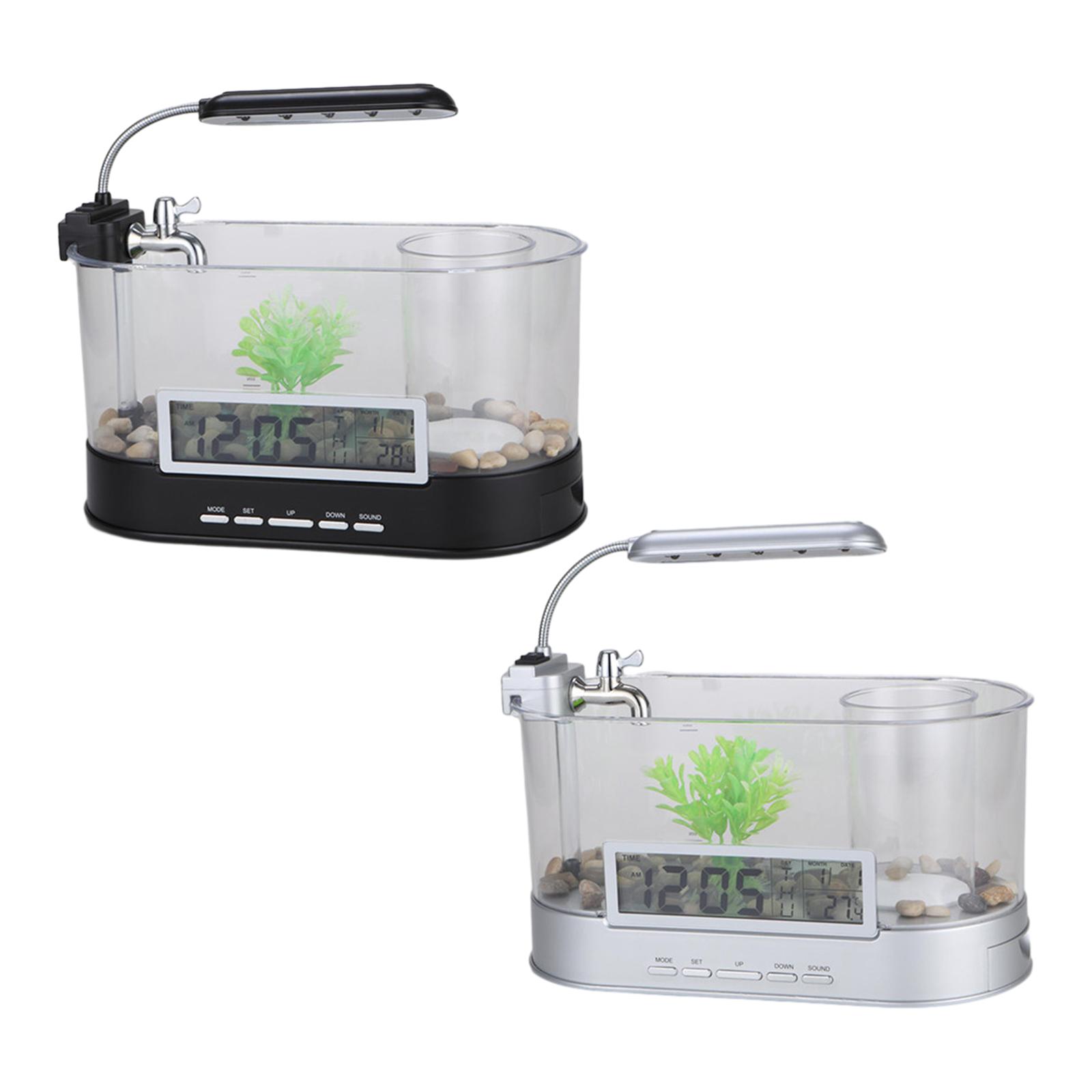 Title 1, Aquarium mit LED-Uhr, LCD-Lampe, USB Mini mit W...