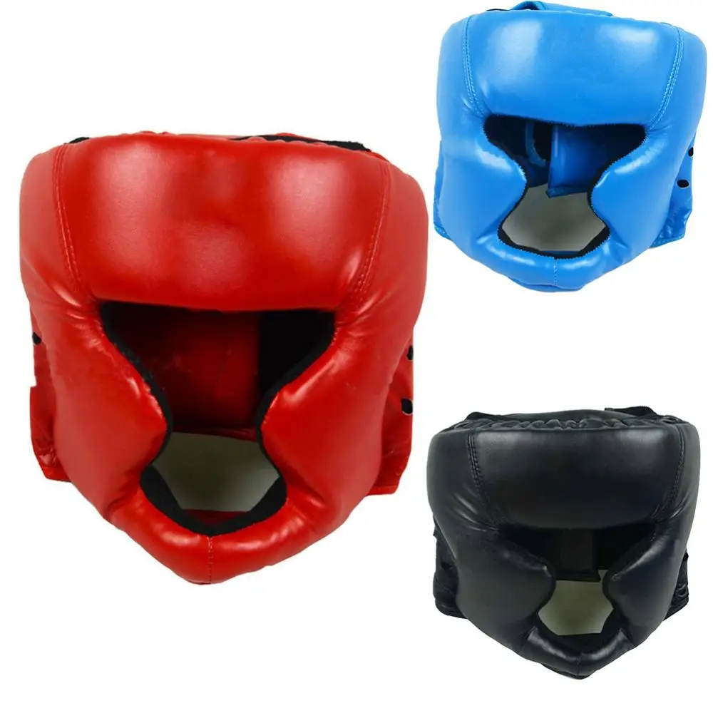 Faux Leather Boxing Martial Arts MMA Helmet Head Guard Headgear Head Protection Fitness Equipment Accessories