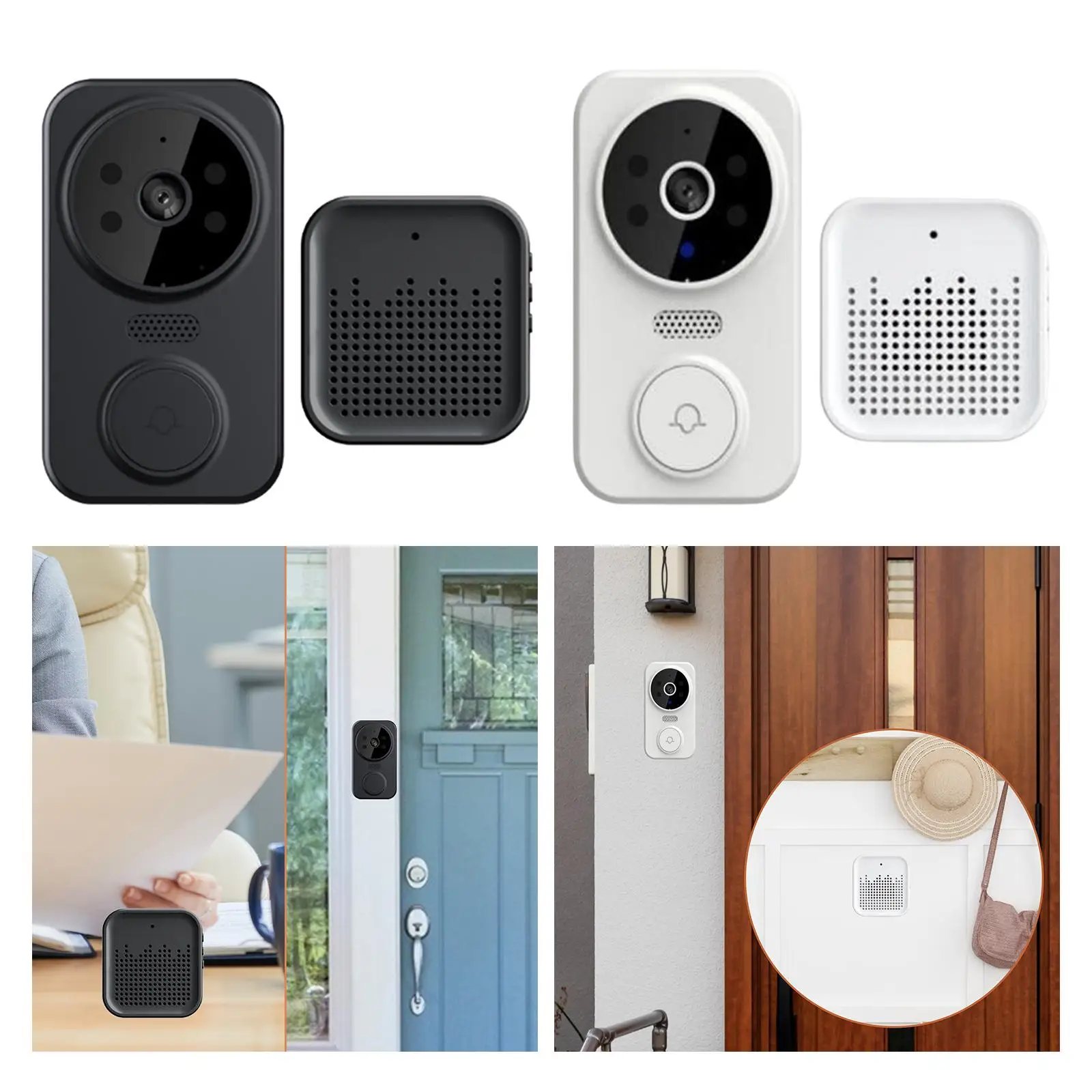 Wireless Doorbell Camera WiFi Doorbell Camera Smart Wireless Remote Video Doorbell HD Night Vision Door Chime for Office Home