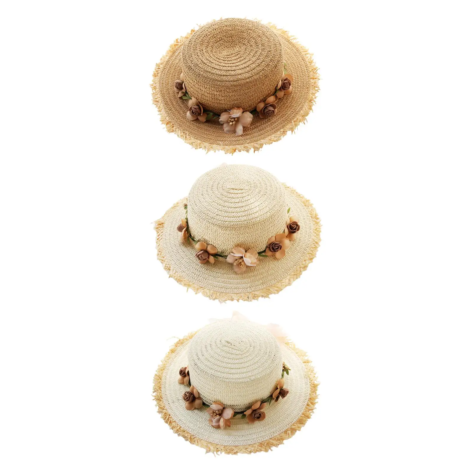 Women Summer Straw Caps with Removable Garland Party Hat Beach Cap for Fancy Dress Women