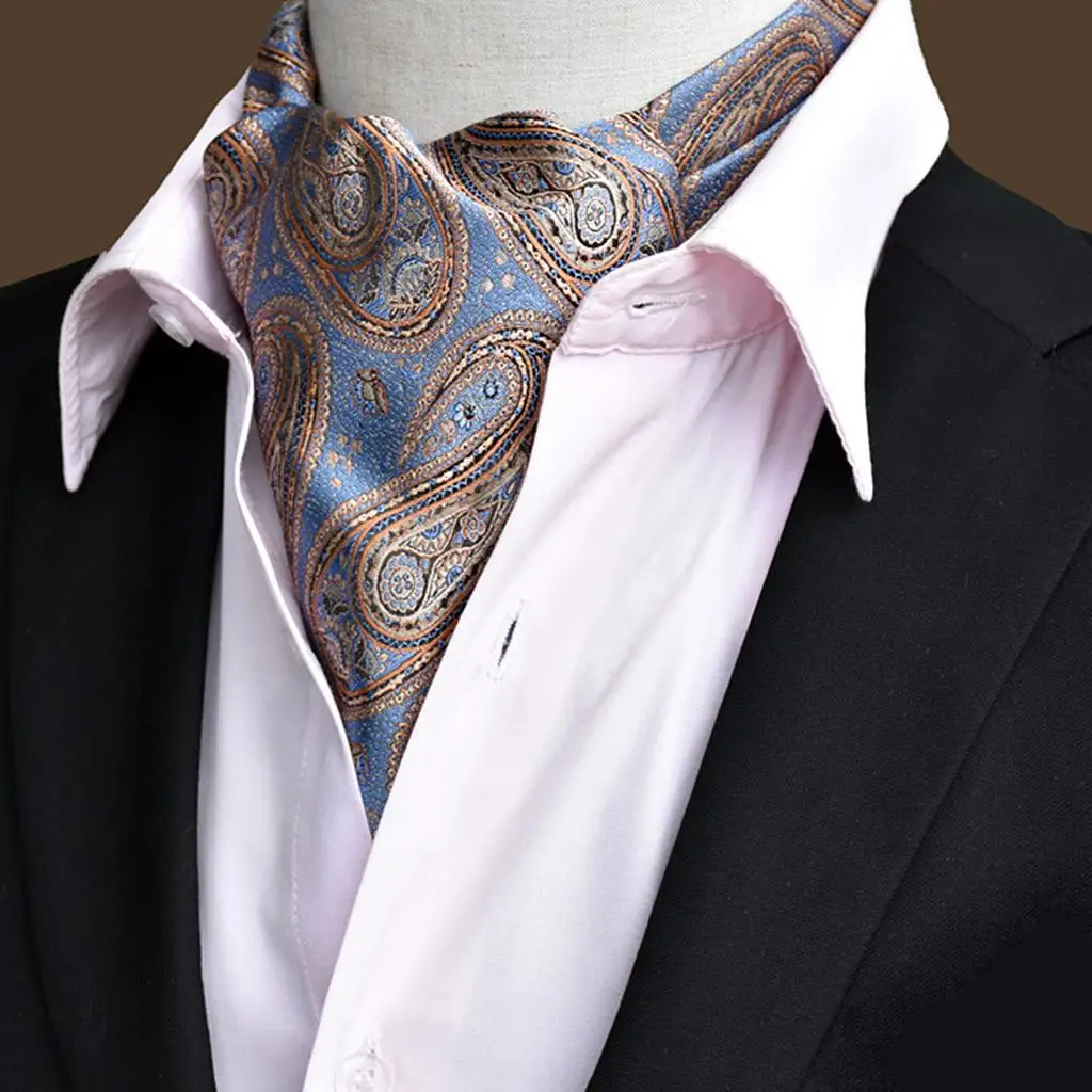 Men  Paisley Floral Jacquard Cravat Ascot Tie Accessories