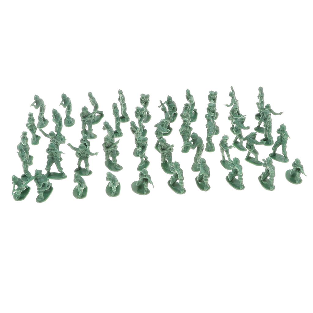 Pack of 100pcs Mini Army Base Set Accessory - 2cm Toy Soldiers Figurine Model Kids Collection -Army Green