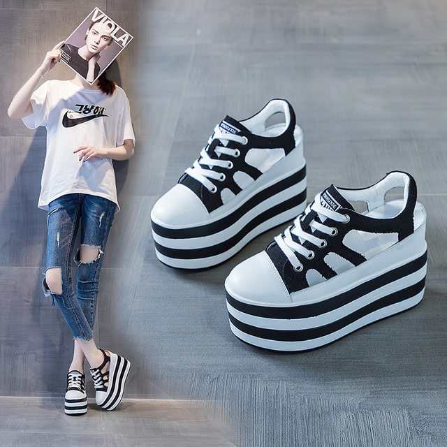Leather Platform Wedge Shoes Sandals | Fujin Shoes Women