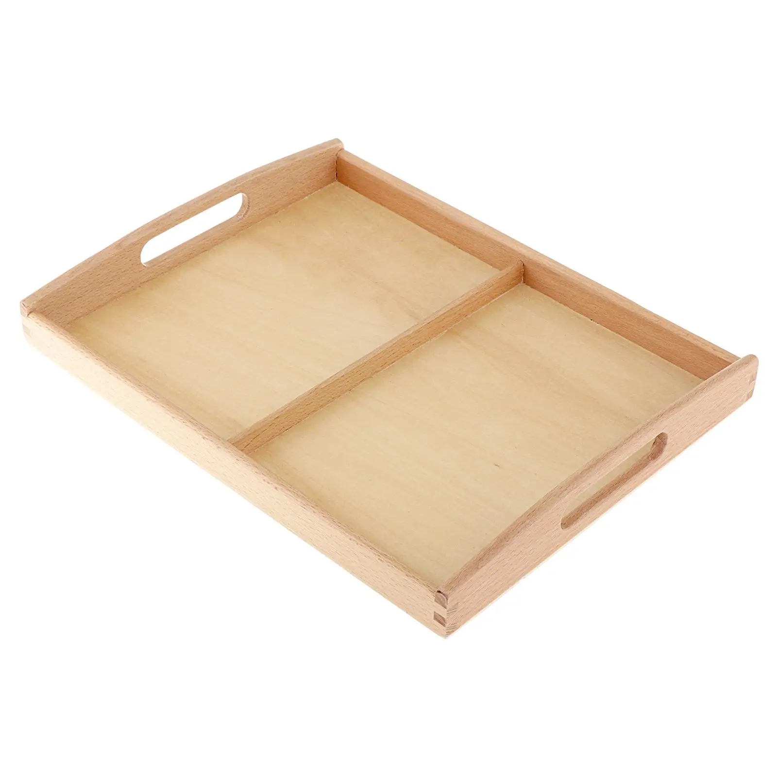 Montessori Wooden Sorting Tray 2 Compartments with Handles Wooden Sorting Toys Trays for Preschool Learning Kids Card Display
