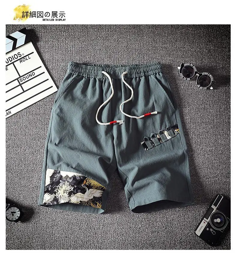 smart casual shorts Summer Shorts Men's Cotton and Linen Casual Pants Loose and Elastic Beach Pants Trendy5Pants White Middle Pants Fifth Pants smart casual shorts mens