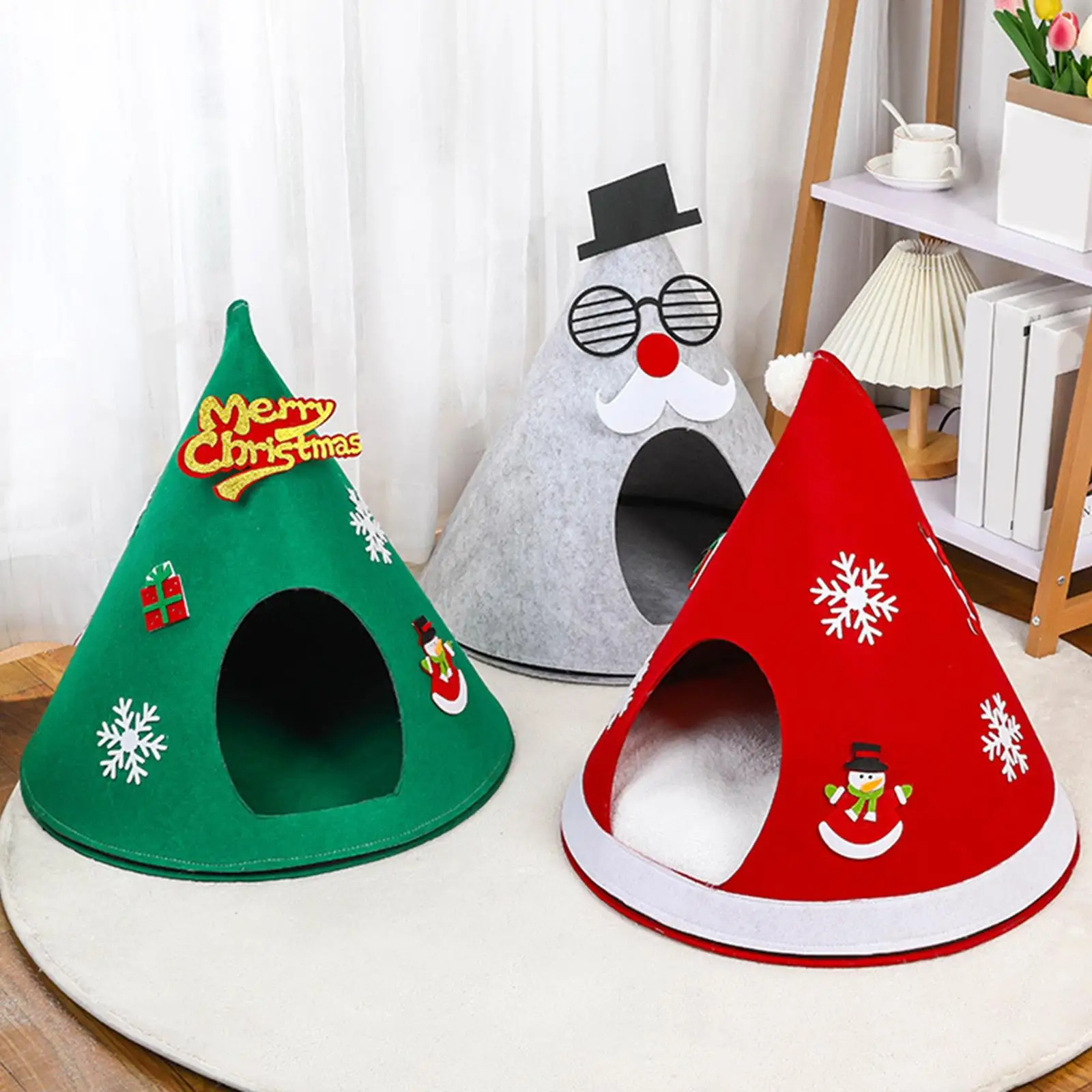  Dog Bed, Non Pet Cat House and Cave with Cushion, Puppy Indoor Bed