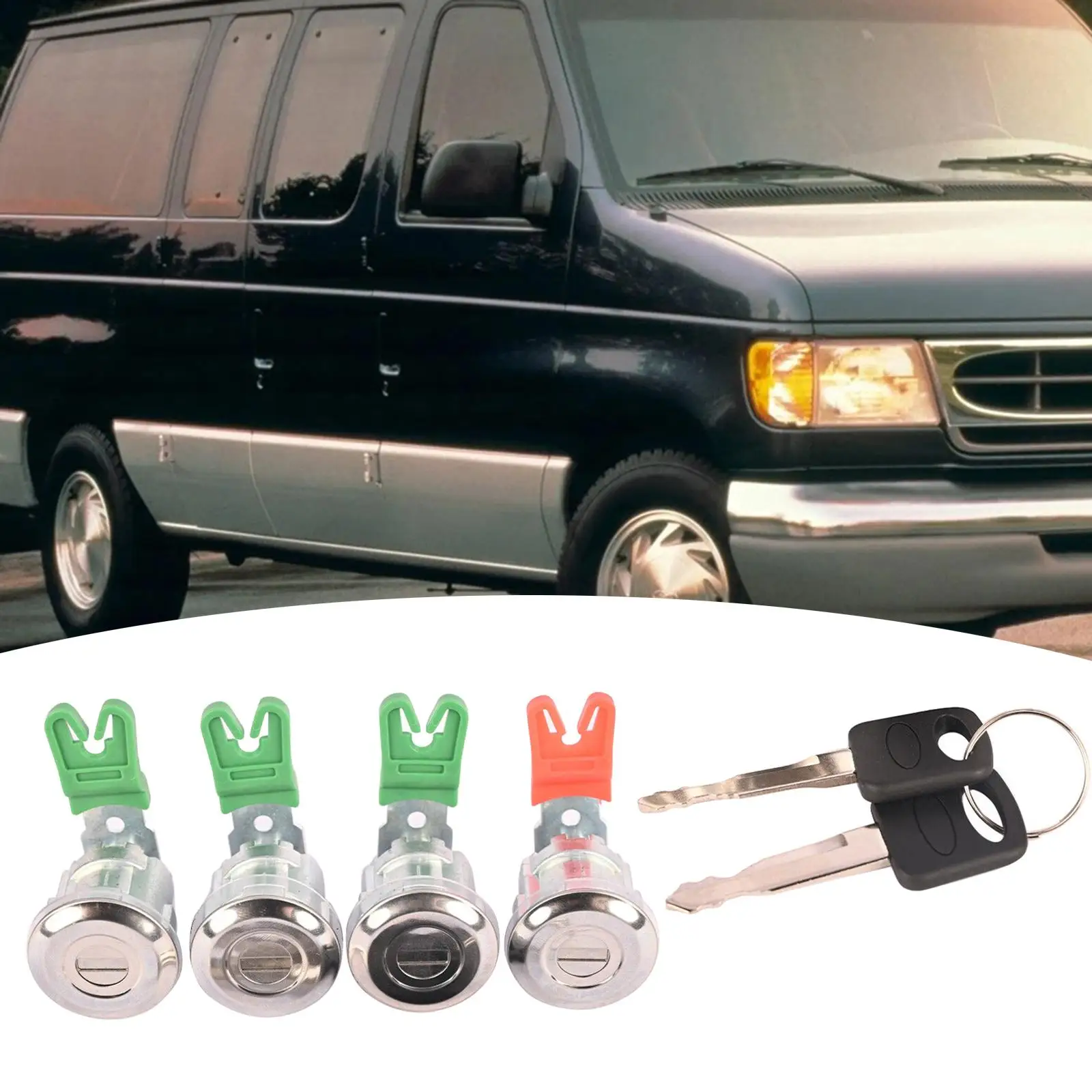 Door Locks Cylinder Lock Set Rear Door Assembly Easy to Install Replaces Accessories 597638 for Ford E Series Van 1997-2020