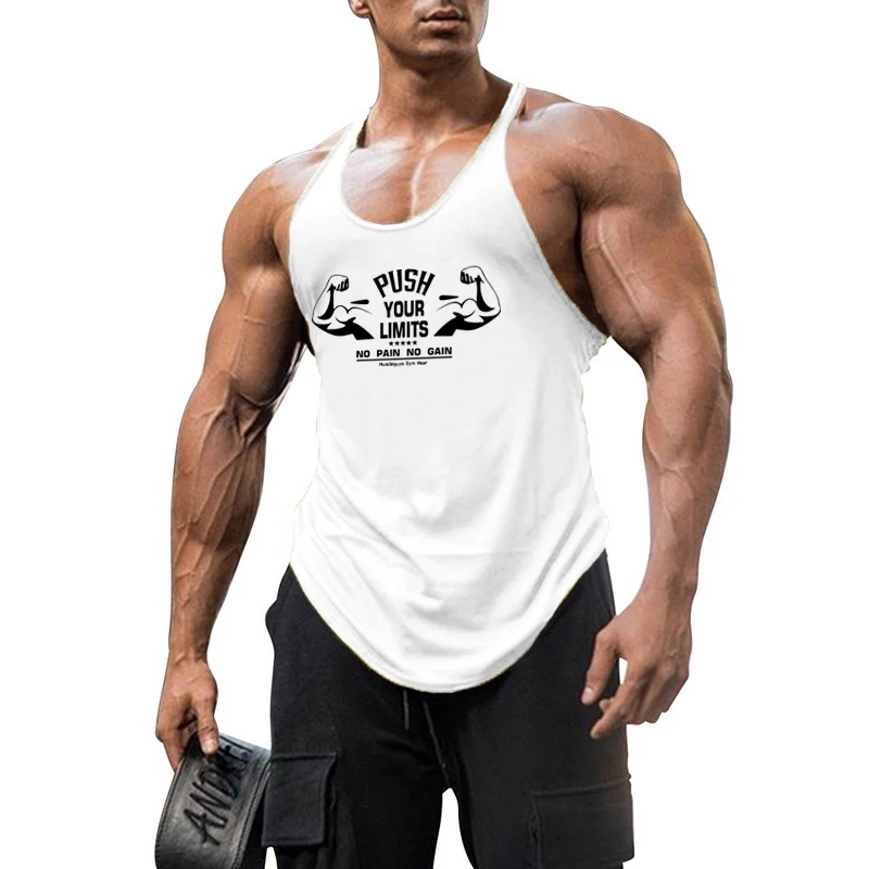 None - Camiseta de algodón sin mangas para hombre, chaleco masculino para gimnasio, entrenamiento muscular