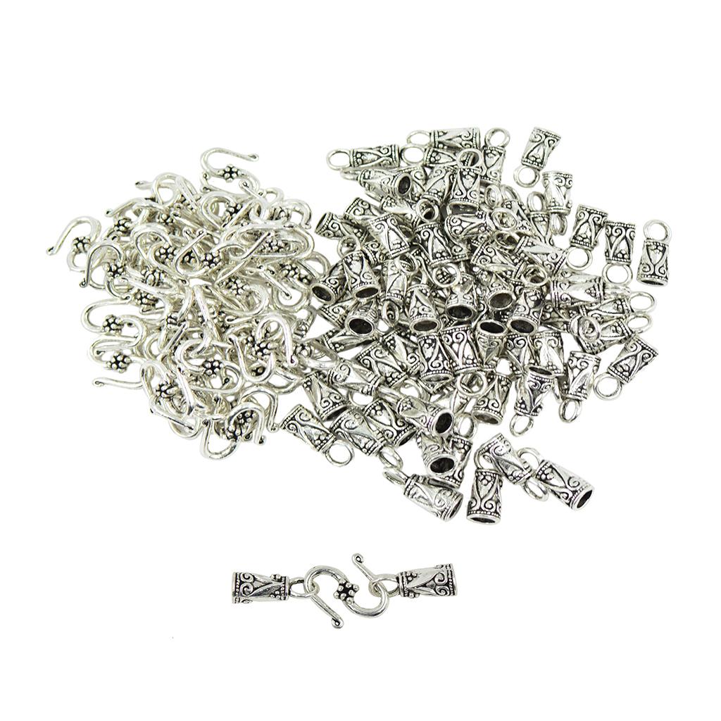 30 Sets Alloy Hook End s Leather Cord Hook  Jewelry Findings Antique