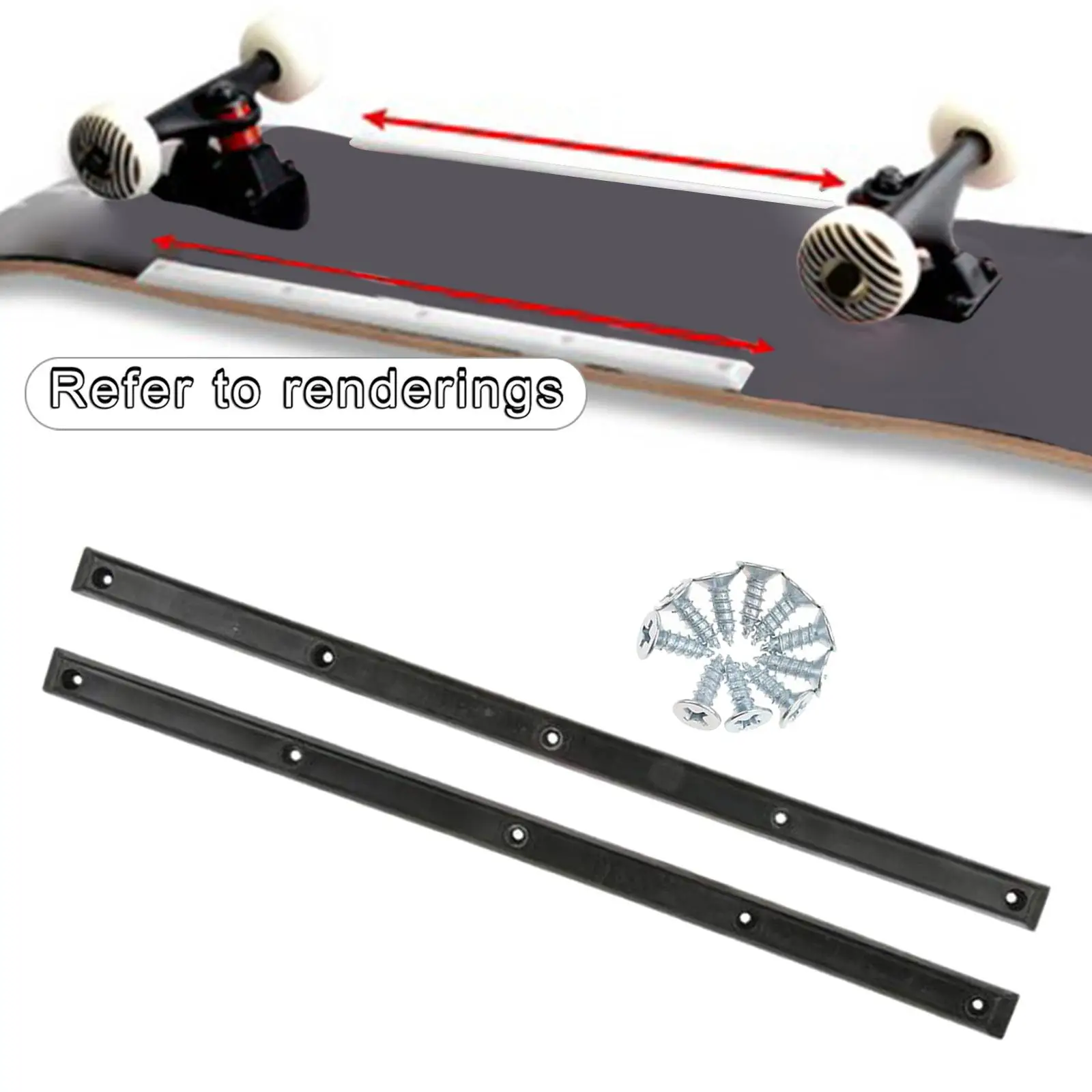 1 Pair Longboard Skateboard Rails with Mounting Screws Outdoor