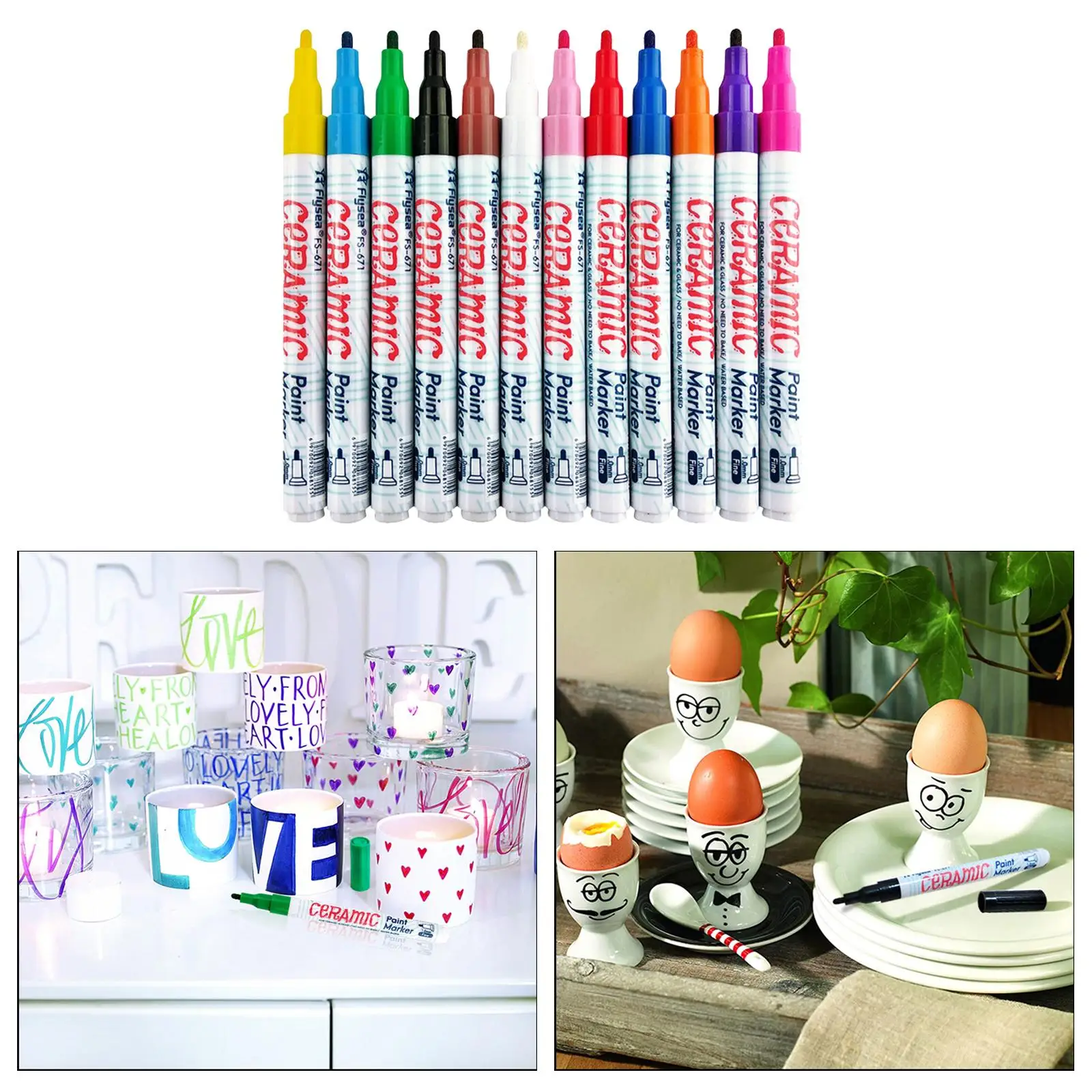 12 Colors Paint Pens Water-based Paint Markers for Rock Painting  Ceramic Wood Fabric Canvas