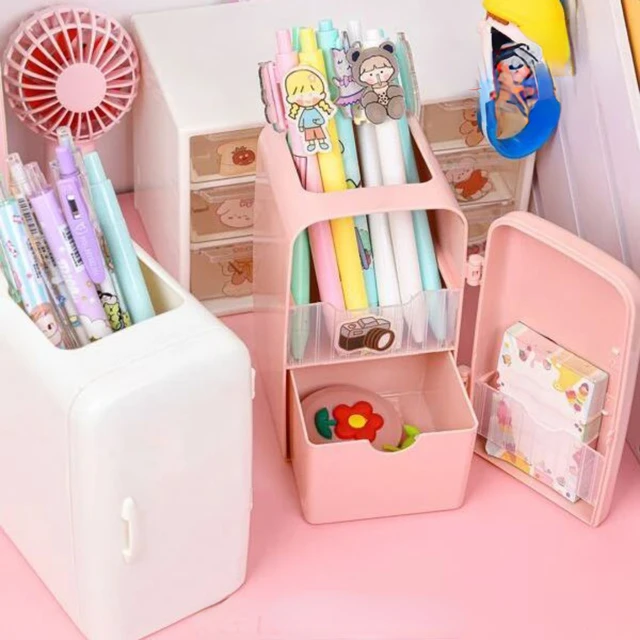 Cute Desk Organizer Drawer Kawaii Plastic Stationery Organizer Transparent Storage  Box Container Pen Holder For Home School - AliExpress