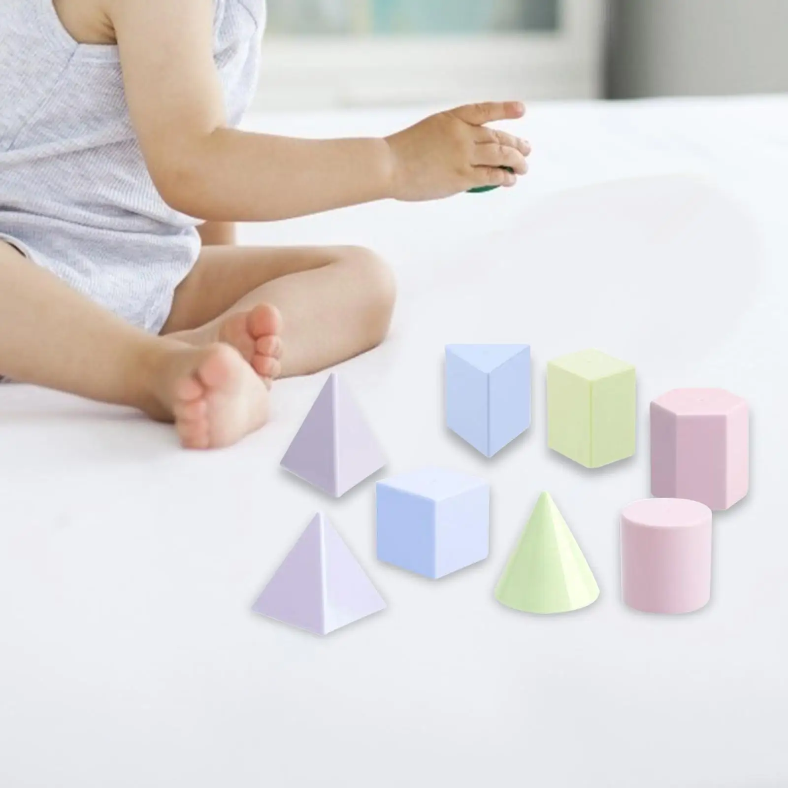 8 Pieces 3D Shape Geometric Math Toy Colorful Educational Toy for Homeschool