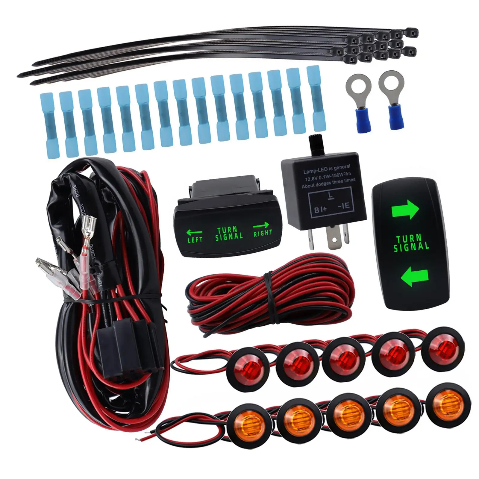 ATV UTV Turn Signal Kit Professional 12V Flasher Relay Wire Harness for ATV UTV