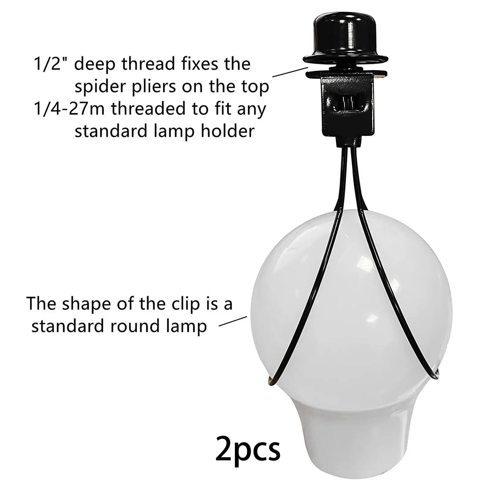 Iron Lamp Shade Lights Bulb Clip Adapter with Shade Attaching Finial Top Converter for/Floor Light Ceiling Light Lighting