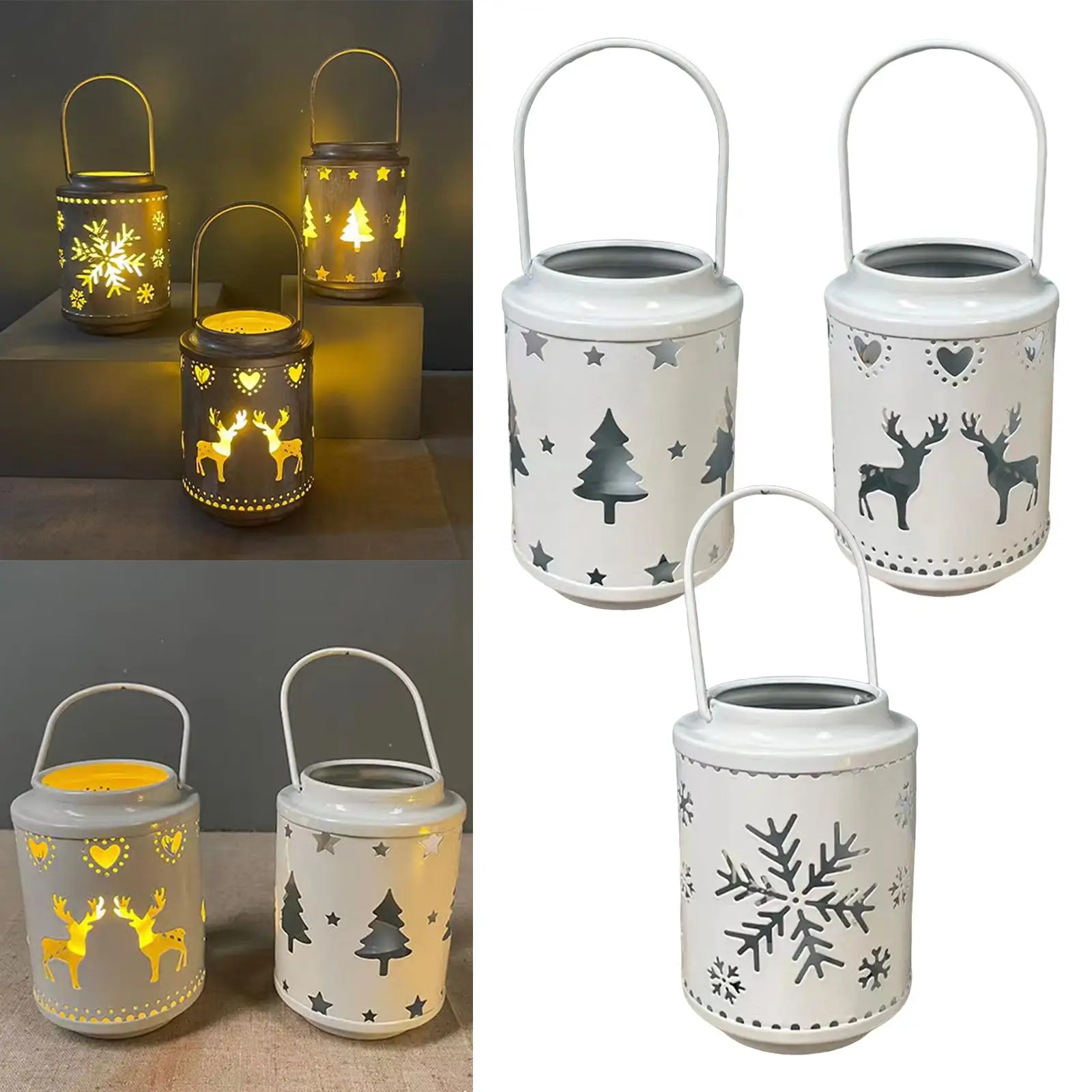 Metal Christmas Candle Lantern Candle Holders Home Decor for Outdoor