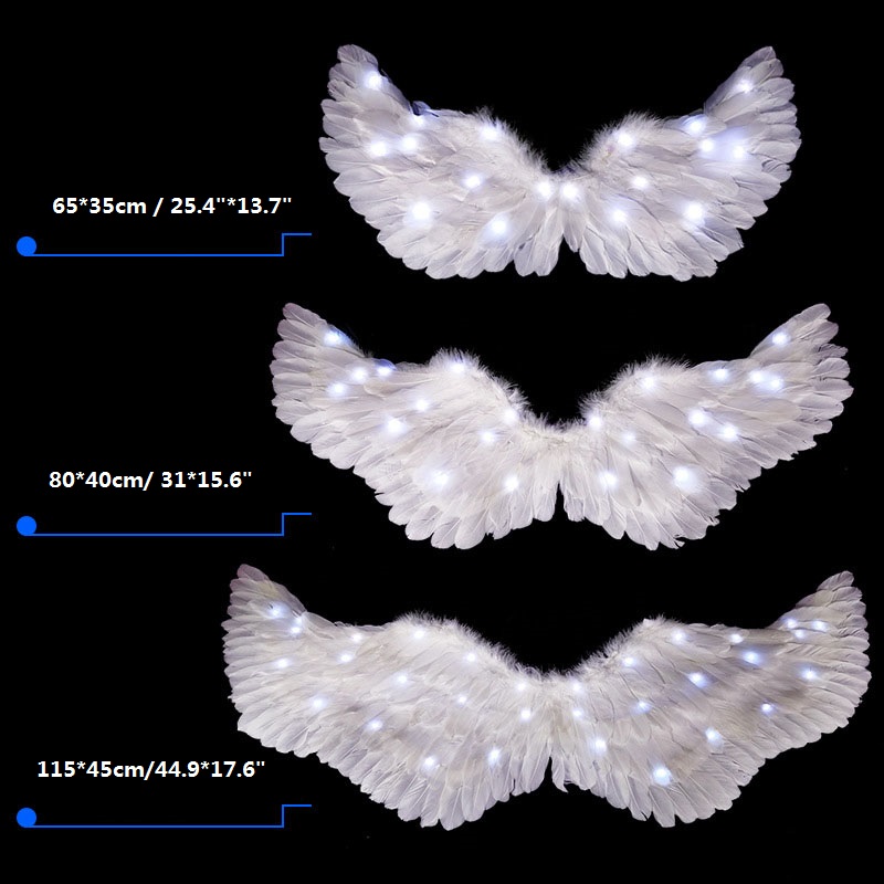 Rosa Weiß Erwachsene Kinder LED Glow Light Engel Feder Flügel Kostüme Geburtstag Party Geschenk Show Wand Halloween Hochzeit Festival – Detail 13