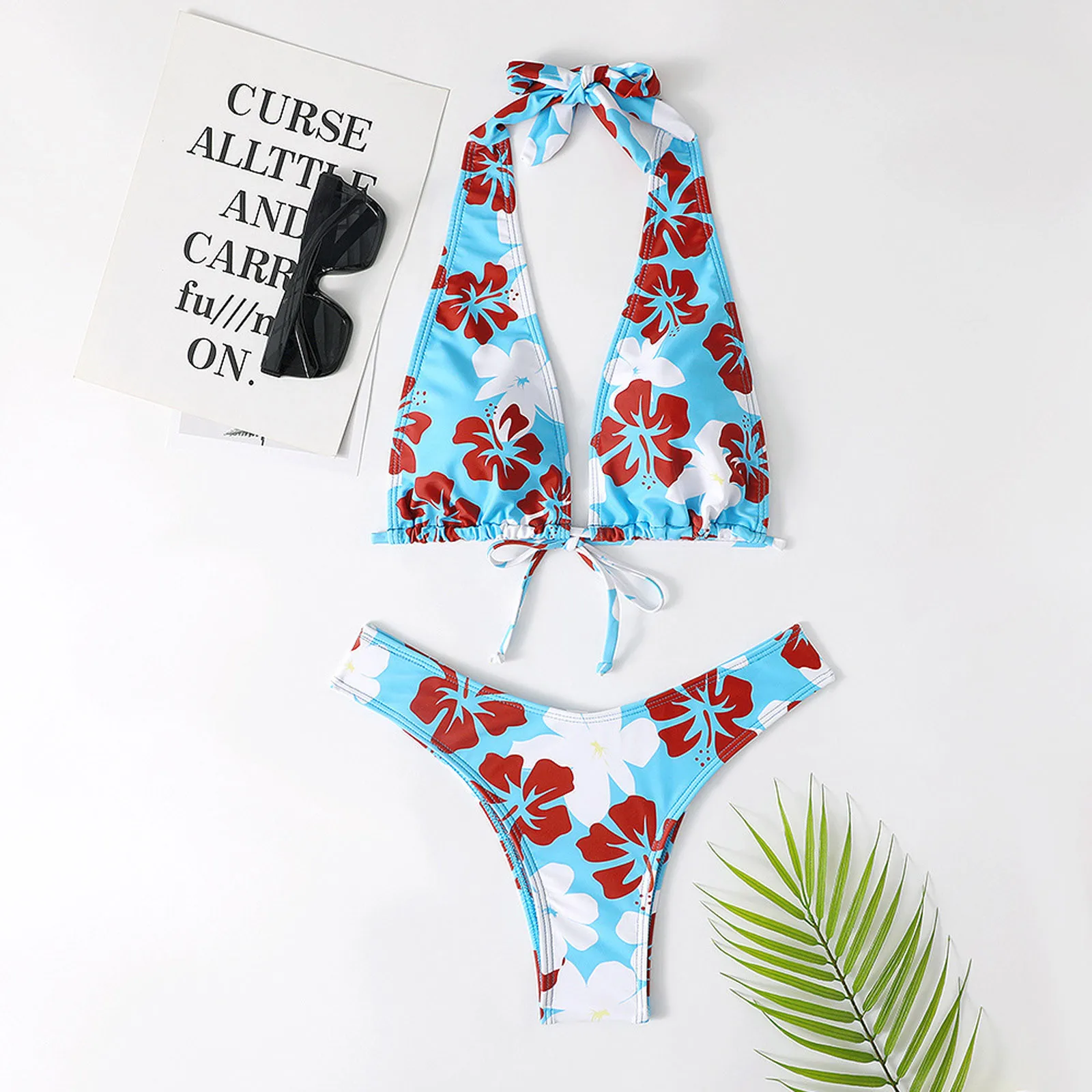 Tanie Damski strój kąpielowy seksowny kwiatowy Print bandaż strój kąpielowy 2 sztuka strój sklep